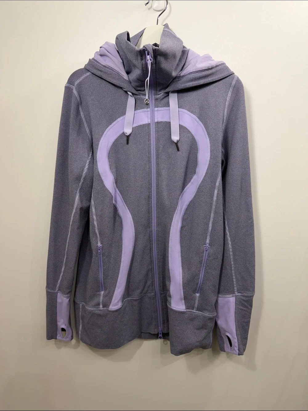 Lululemon Stride Full zip jacket purple stripes size 12